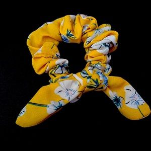 Yellow with blue flowers printed